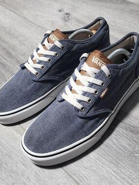 Vans Atwood Blue Denim Enzyme Wash Sneakers Mens Size 11